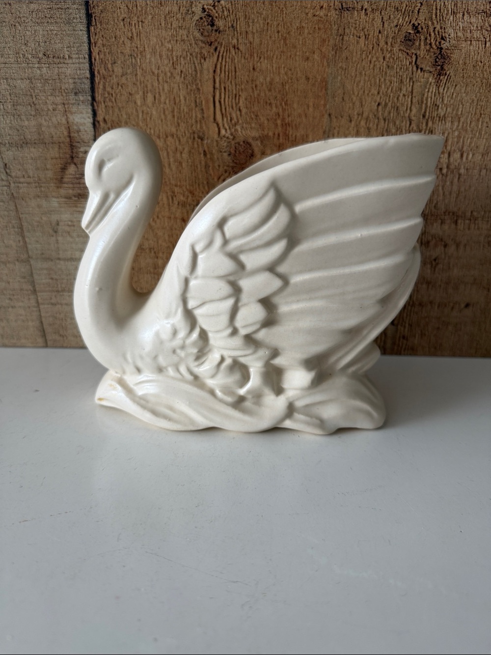 Vintage McCoy Cream Ceramic Swan Planter